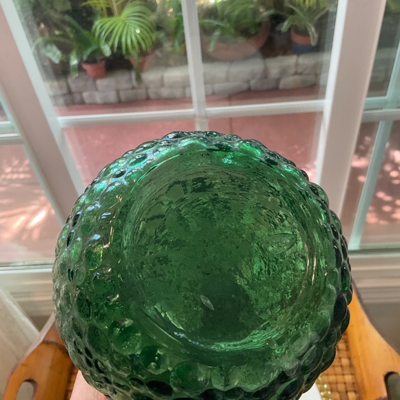VTG MCM Empoli Green 15” Hobnail Bubble Glass Vase Genie Bottle - Picture 4 of 5